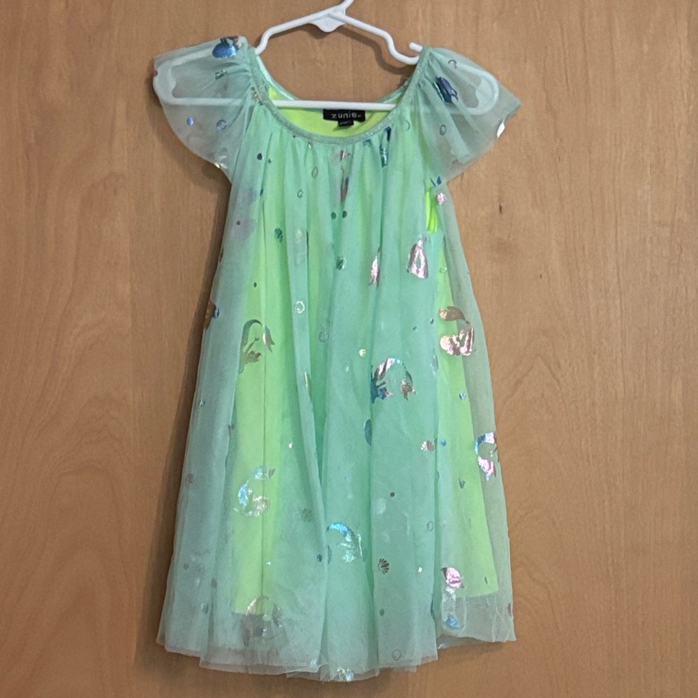 Zunie Green Dress with Iridescent Accents